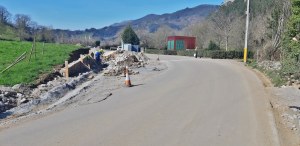Obras en la carretera entre Las Caldas y Sovilla