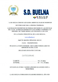 Inscripción al fútbol base de la Sociedad Deportiva Buelna