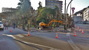 Obras en la esquina norte de la plaza de la Constitución