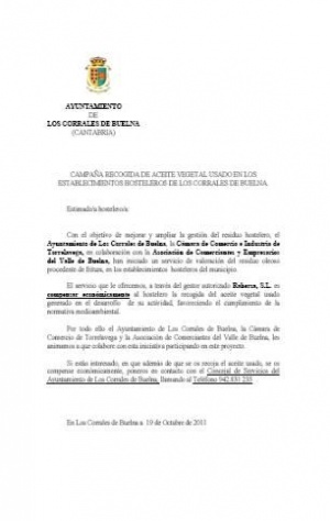 Reparto de cartas para adherirse a la recogida de aceite en la hostelería