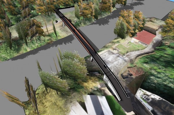 La pasarela conectará Santiago con la senda que recorre el parque de La Viesca por  la margen izquierda del río