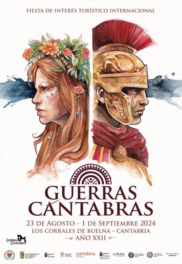 Acuarela hecha a mano, el cartel de las Guerras Cántabras
