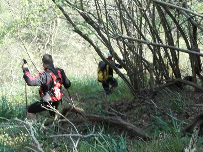 Bomberos guiando a los senderistas.