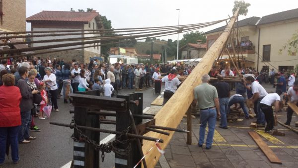 Los vecinos izaron un año más a pulso la gran Maya