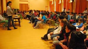 Beitia ante los alumnos de La Salle