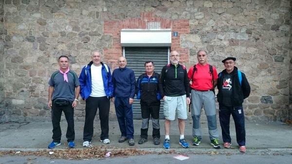 Salas, Iglesias, Fernández, Pando, R. Trapero, Ochoa y Solares, en el punto de salida.
